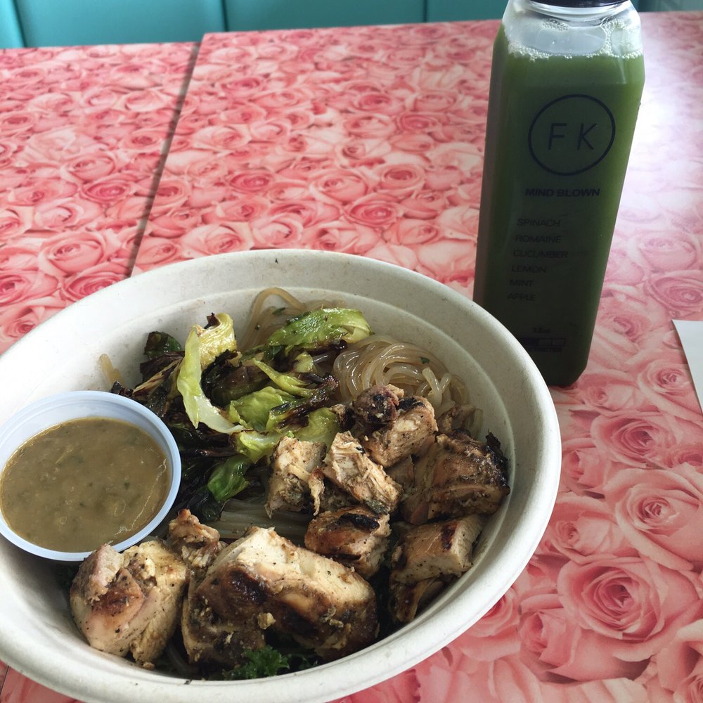 Fresh Kitchen - Four bowl w/kale slaw, sweet potato noodles, roasted brussel sprouts, grilled chicken, & herb balsamic vinaigrette. - New American Near Me - Sarasota, Florida Fresh Kitchen - Four bowl w/kale slaw, sweet potato noodles, roasted brussel sprouts, grilled chicken, & herb balsamic vinaigrette. - New American Near Me - Sarasota, Florida