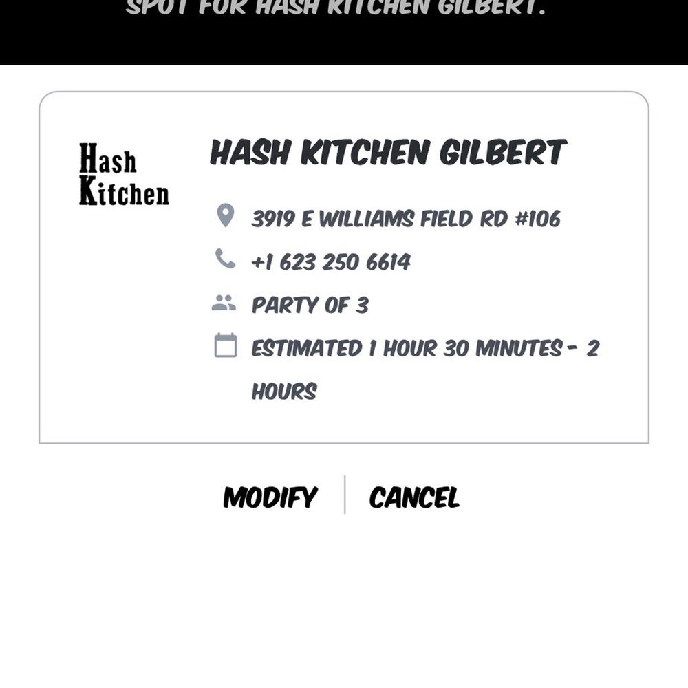 Example confirmation that says you're on the list but not that you need to go to the restaurant. Example confirmation that says you're on the list but not that you need to go to the restaurant.