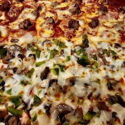 Ange's Pizza - Large half veggie/pep/sausage/extra cheese