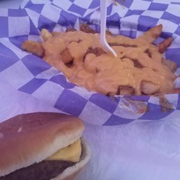 Large burger and chili cheese fries Large burger and chili cheese fries