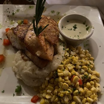 Fish Thyme - Stuffed Salmon, Garlic Mashed Potatoes, Corn - Cafes Near Me - Acworth, Georgia Fish Thyme - Stuffed Salmon, Garlic Mashed Potatoes, Corn - Cafes Near Me - Acworth, Georgia
