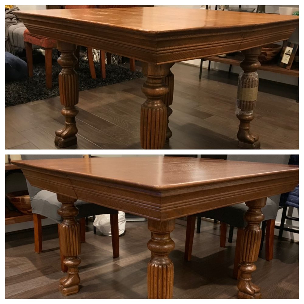 Colonial Restoration Studios - Before and after of the table - Furniture Repair Near Me - Gaithersburg, Maryland