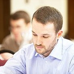 Veritas Prep - A student works through a GMAT problem in a recent prep course in Tempe
