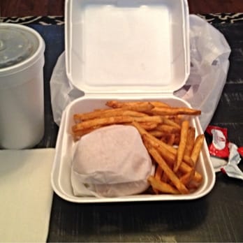 Fat Mo's - Little Mo's combo with seasoned fries and a large root beer. - Burgers Near Me - Nashville, Tennessee