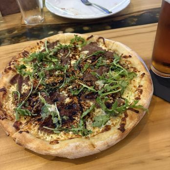 Pinchgut Pies - The steak, arugula & goat cheese pizza with balsamic glaze!! - Pizza Near Me - Trussville, Alabama