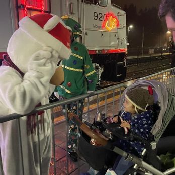 Caltrain Station - Mountain View - Holiday Caltrain. You can't get on it. Santa and helpers visit selected stations 1st full wknd in Dec. Carolers, faux snow machine, too! - Public Transportation Near Me - Mountain View, California Caltrain Station - Mountain View - Holiday Caltrain. You can't get on it. Santa and helpers visit selected stations 1st full wknd in Dec. Carolers, faux snow machine, too! - Public Transportation Near Me - Mountain View, California