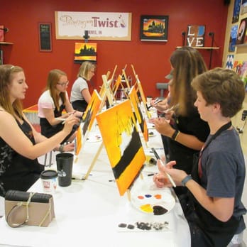 Painting with a Twist - Hard at work! - Art Classes Near Me - Carmel, Indiana