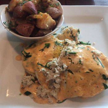 Moonshine 152 - crab egg benedict! - New American Near Me - Boston, Massachusetts