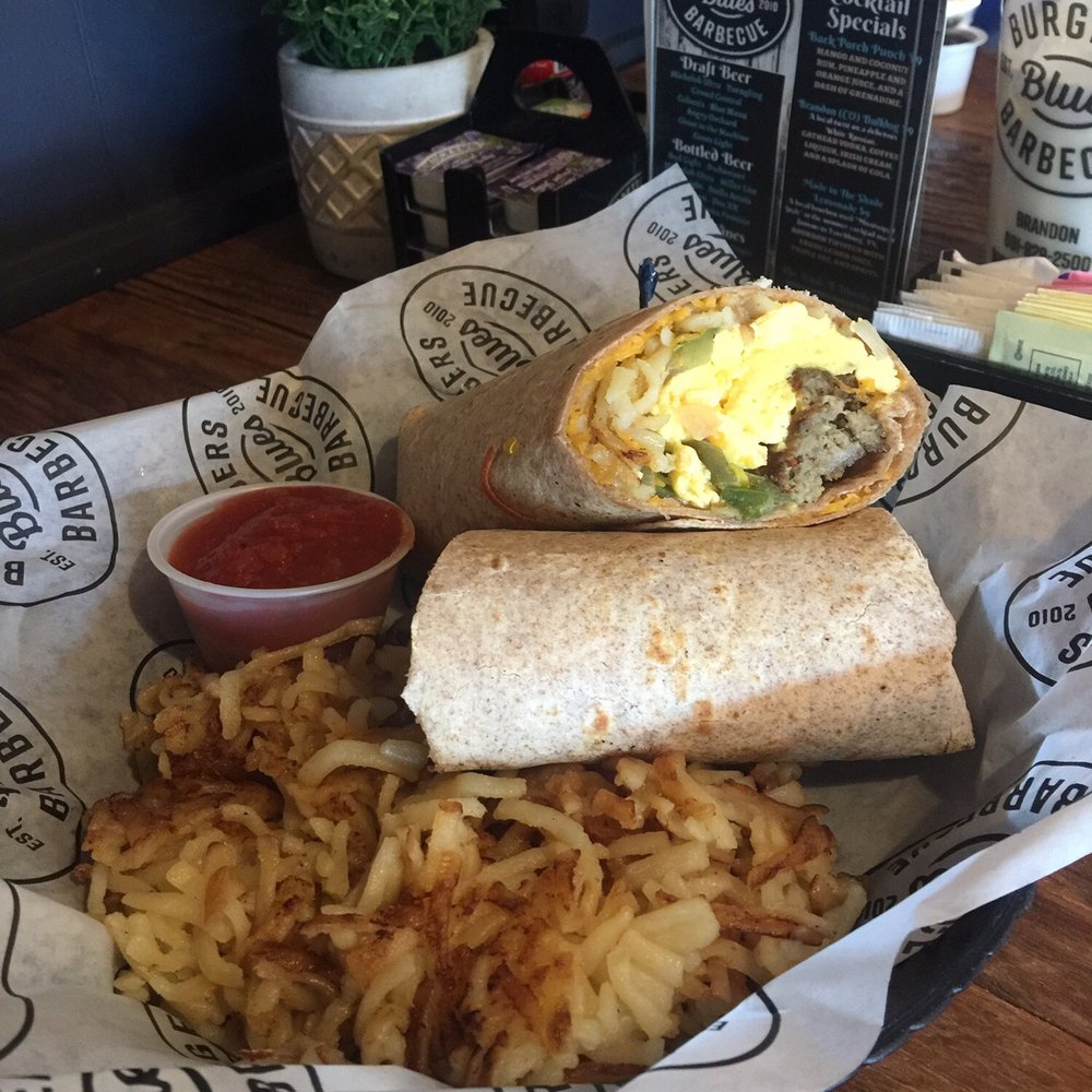 Burgers Blues Barbecue - Brandon - Breakfast Burrito- not much flavor! Hash-browns had no seasoning. - Burgers Near Me - Brandon, Mississippi
