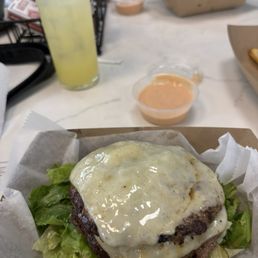 Delicious Burgers without the bun (they will have gluten free buns available soon!J