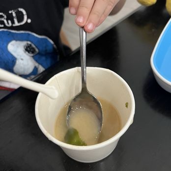 Noble Thai and Sushi Bistro - Miso soup - this is how it came to us!!! BARELY ANYTHING. Bad business and bad service. - Thai Near Me - Jupiter, Florida