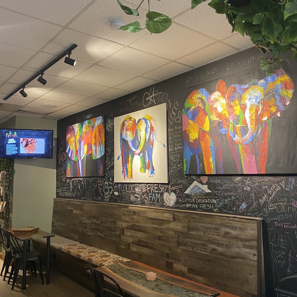 Fresh Juice Bar - a chalkboard wall and tables - Acai Bowls Near Me - Danbury, Connecticut Fresh Juice Bar - a chalkboard wall and tables - Acai Bowls Near Me - Danbury, Connecticut