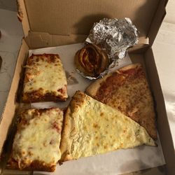 Pizza Port I - Clockwise: Two Sicilian slices, Pepperoni Pinwheel, Regular Pizza Slice (cheese) and white slice (my faaaaavorite!!!)