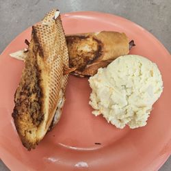 Caprese grilled cheese with fresh mozzarella. Roasted tomatoes & balsamic glaze. Potato salad