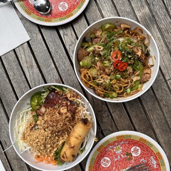Maketto - Cambodian Noodle Salad (left) and Lo Mein with chicken (right) - Cafes Near Me - Washington, DC, District of Columbia Maketto - Cambodian Noodle Salad (left) and Lo Mein with chicken (right) - Cafes Near Me - Washington, DC, District of Columbia