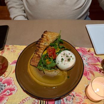 Ventuno - Burrata - local burrata, charred eggplant puree, arugula, herbs & Bartlett's tomatoes - Italian Near Me - Nantucket, Massachusetts