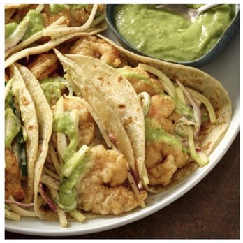 Las Mesas Mexican Cantina - Fried Guaymas Shrimp Tacos with Apple Jicama Cucumber Slaw and Guacamole. Pura Vida Chico !!! - Mexican Near Me - Chelsea, Alabama