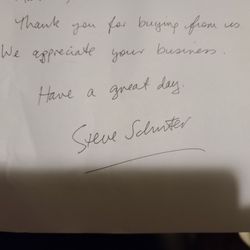 Thank you note from Steve Schreter