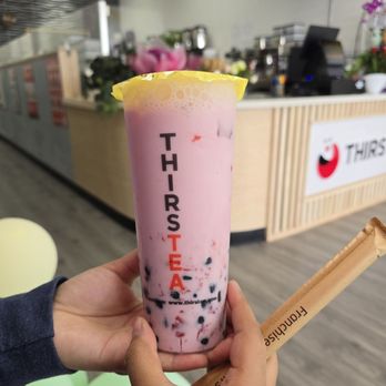 Thirstea - Strawberry Milk after shaking - Bubble Tea Near Me - Perris, California