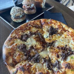 Sliders and pizza Sliders and pizza