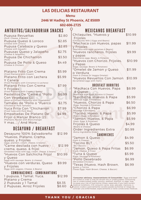 Menu photo 2 Las Delicias Restaurant Phoenix, AZ Menu photo 2 Las Delicias Restaurant Phoenix, AZ