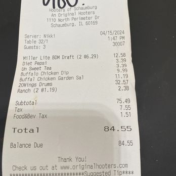 Hooters - my bill - Sports Bars Near Me - Schaumburg, Illinois Hooters - my bill - Sports Bars Near Me - Schaumburg, Illinois