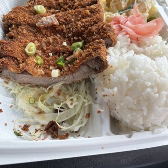 OlenaHi - Ribeye katsu, potato mac and rice - Salad Near Me - Honolulu, Hawaii