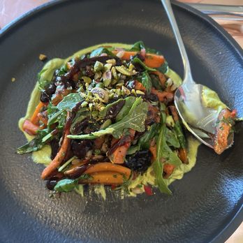 Buccan - Carrots with dried plum over avocado - New American Near Me - Palm Beach, Florida Buccan - Carrots with dried plum over avocado - New American Near Me - Palm Beach, Florida