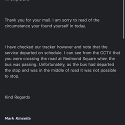 Wexford Bus - Reply from operation manager