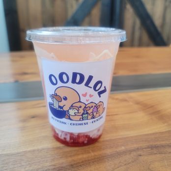 Oodloz - Strawberry Milk Tea with Lychee Popping Boba - Chinese Near Me - Truckee, California Oodloz - Strawberry Milk Tea with Lychee Popping Boba - Chinese Near Me - Truckee, California