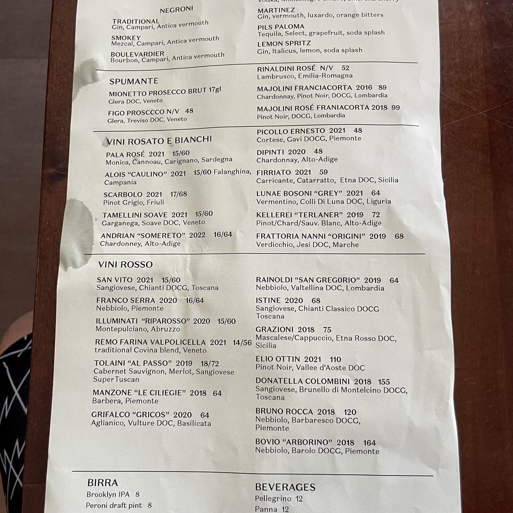 Inatteso Pizzabar - Drink menu - Italian Near Me - New York, New York