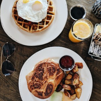The '401 - Croissant sandwich + chicken and waffles - American Near Me - Bellaire, Texas