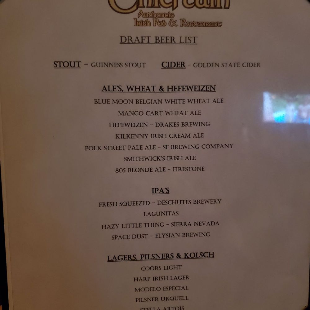 The Chieftain Irish Pub & Restaurant - Menu - Sports Bars Near Me - San Francisco, California The Chieftain Irish Pub & Restaurant - Menu - Sports Bars Near Me - San Francisco, California