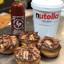 Pink Love Donuts & More - NUTELLA & SRIRACHA BACON DONUT