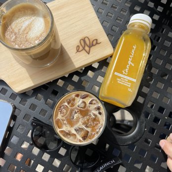 Ella Cafe - Ice oatmeal, latte and tangerine pressed juice !!!!! - Cafes Near Me - Davie, Florida