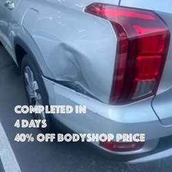 Dentco - Palisade- local principal had us fix his Palisade smash. 1/2 the Cost of the local Bodyshop and days instead of weeks