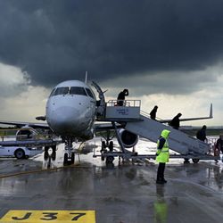 Aéroport de Paris Charles de Gaulle - Thursday am showers and cooler temps on Thursday June 22,2023. Charles de Gaulle airport, Paris, France.