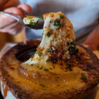 Mike & Pop's Bistro & Tavern - The French Onion Soup was not my favorite, too meaty and herbal, not enough onion flavor. It looked good though. - New American Near Me - Buffalo, New York Mike & Pop's Bistro & Tavern - The French Onion Soup was not my favorite, too meaty and herbal, not enough onion flavor. It looked good though. - New American Near Me - Buffalo, New York