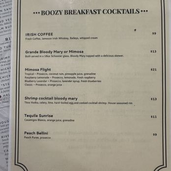 The River House - weekend morning drink menu - Breakfast & Brunch Near Me - Mio, Michigan