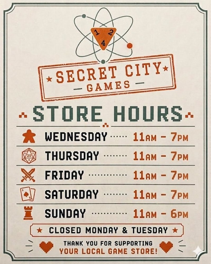 Secret City Games and Toys Logo