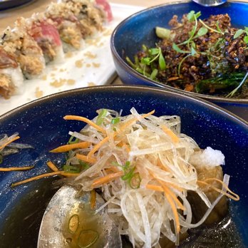 Nami Kaze - Sushi, charred veges (yum!) and eggplant. All super tasty! - Japanese Near Me - Honolulu, Hawaii