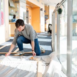 Olin College of Engineering - An Olin student works on a project in the Academic Center during Build Week 2020.