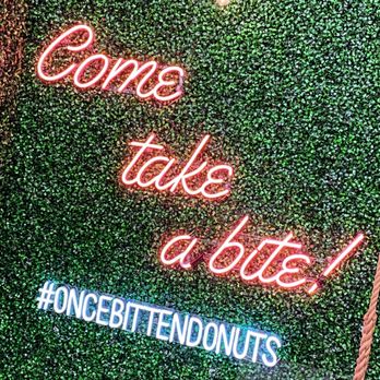 Once Bitten Donuts - There's a swing next to this sign for a fun photo-op - Donuts Near Me - Red Bank, New Jersey Once Bitten Donuts - There's a swing next to this sign for a fun photo-op - Donuts Near Me - Red Bank, New Jersey