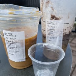 Starbucks - Our dranks and Mila's empty puppacino
