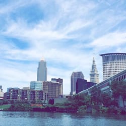 Great Lakes Watersports - View of the Cleveland skyline just south of the launch dock