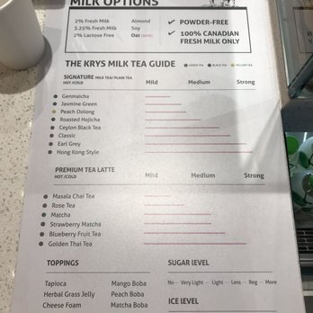The Krys Milktea Bar - Menu - Coffee & Tea Near Me - Toronto, Ontario The Krys Milktea Bar - Menu - Coffee & Tea Near Me - Toronto, Ontario