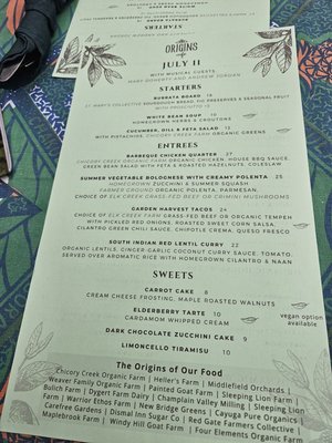 Menu photo 2 Origins Cafe Cooperstown, NY