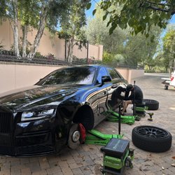 EZ-Brakes Mobile Brake Service - 2022 Rolls Royce Ghost getting new brakes installed by EZ-Brakes professional mechanics