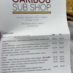 Cindy's Sub Shop - Menu