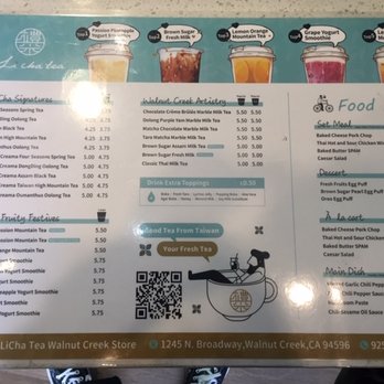 Li Cha Tea - Upclose view of menu that is on a table in front of the register. - Bubble Tea Near Me - Walnut Creek, California Li Cha Tea - Upclose view of menu that is on a table in front of the register. - Bubble Tea Near Me - Walnut Creek, California